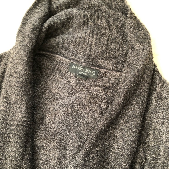 Barefoot Dreams CozyChic Lite Circle Open Cardigan Medium Charcoal Gray - Picture 7 of 10